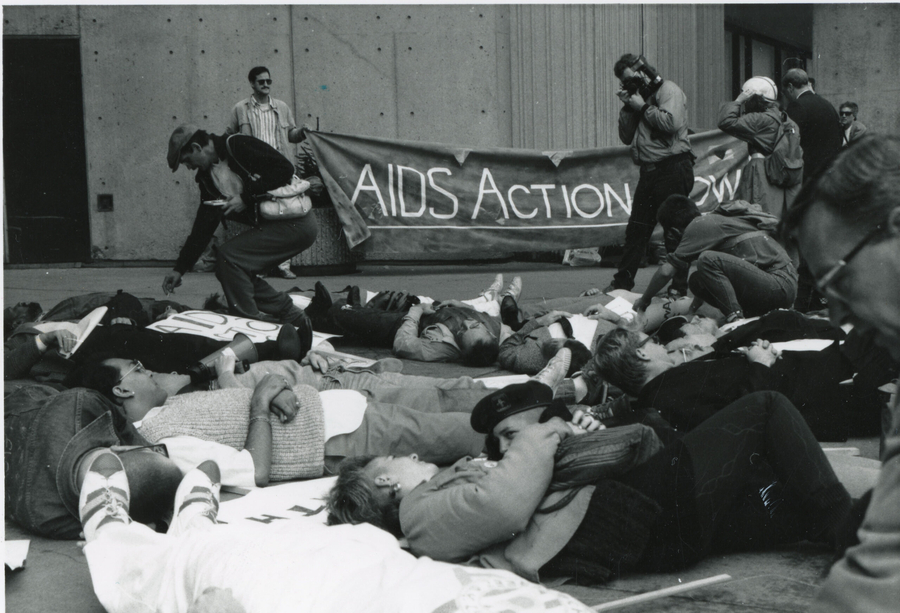 Unidentified photographer, [AIDS action, 1980s], Courtesy of The ArQuives and The Magenta Foundation