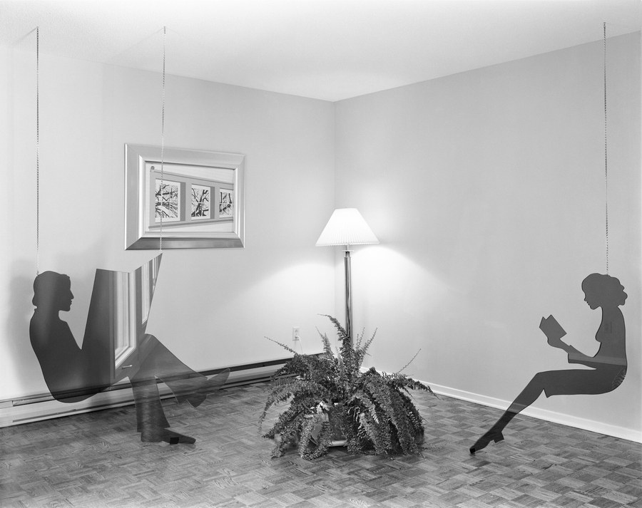 Lynne Cohen, Model Living Room, 1976 (gelatin silver print). Courtesy of the Estate of Lynne Cohen and Olga Korper Gallery