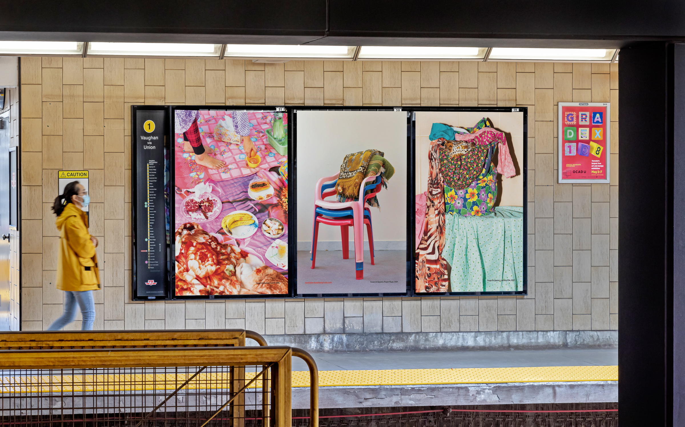     Farah Al Qasimi, Night Swimming, 2023, installation view, Davisville Subway Station, Toronto. Courtesy of the artist and Scotiabank CONTACT Photography Festival. Photo: Toni Hafkenscheid

