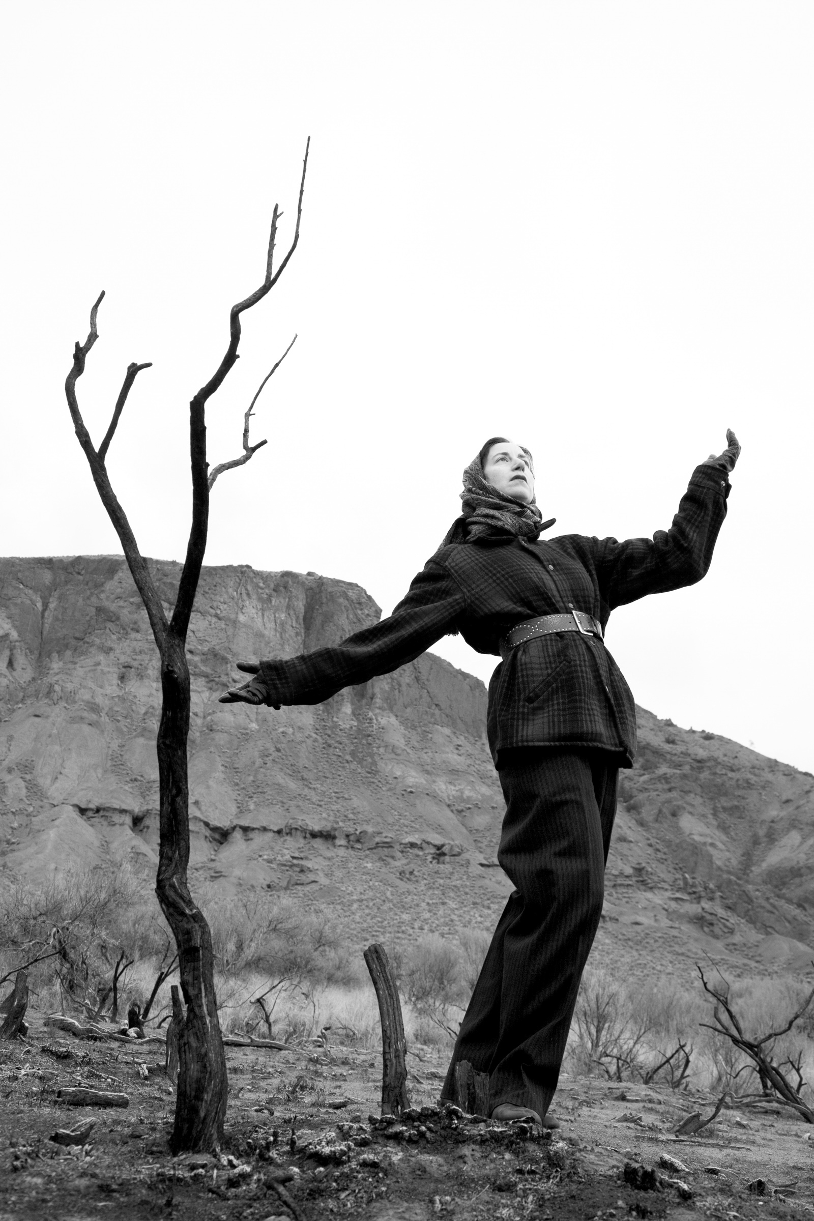     Carol Sawyer, Natalie Brettschneider performs “Burnt Tree,” Kamloops, c.1949, 2001. Courtesy of the artist and Republic Gallery, Vancouver.


