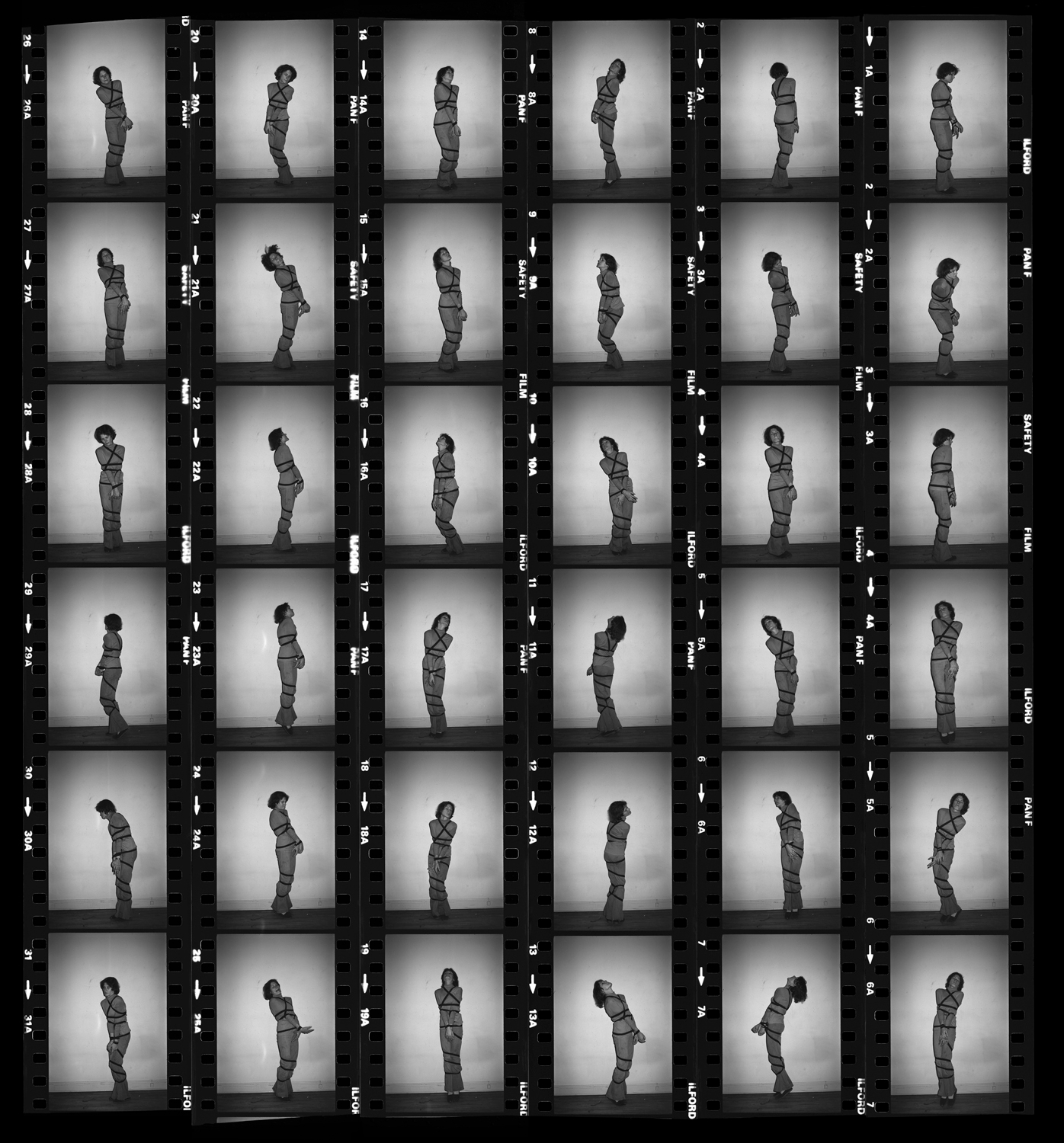     Suzy Lake, ImPositions Pan-F Contact Sheet, 1977/2016, Chromogenic print, 24 × 18&#8243;. Courtesy of Georgia Scherman Projects and the artist.

