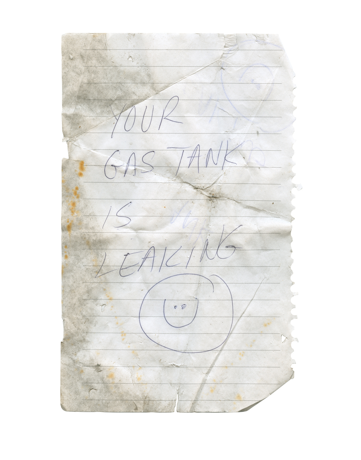     Paige Lindsay, Leak, 2015. Found note/scan, dimensions variable.

