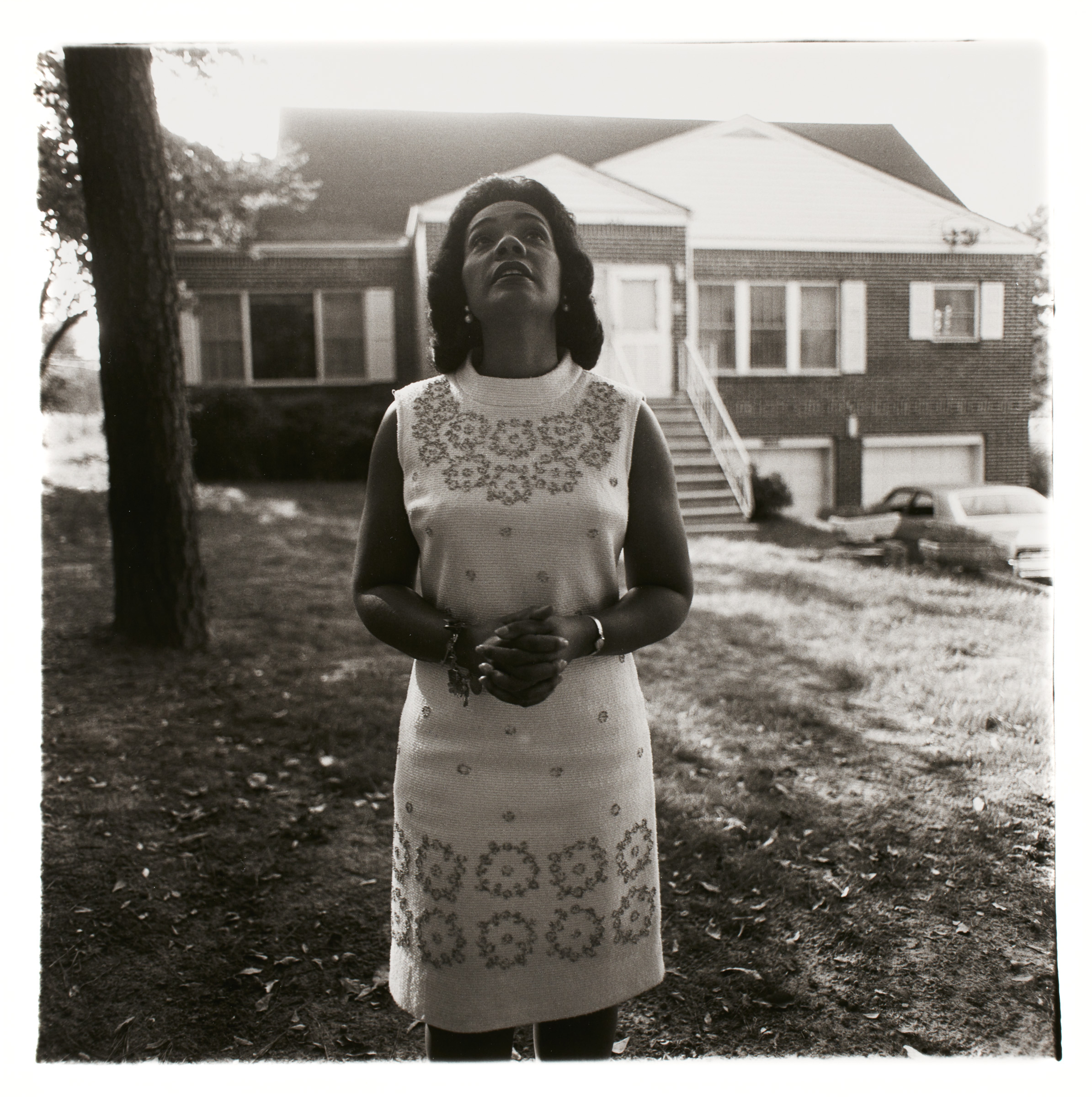     Diane Arbus, Mrs. Martin Luther King, Jr. on her front lawn, Atlanta, Ga., 1968. Gelatin silver print, sheet: 50.8 x 40.6 cm. Art Gallery of Ontario. Gift of Phil Lind, 2016. Copyright © The Estate of Diane Arbus.

